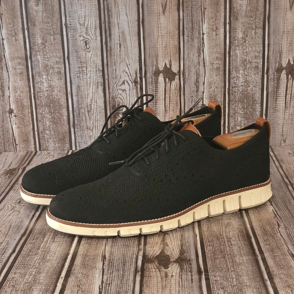 Sz 12 M Cole Haan Zerogrand C24948 Black Stitchlite Wingtip Oxford Shoes VGUC